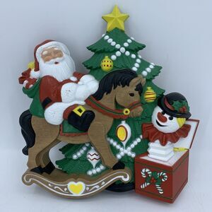 Vtg Burwood Products 3123 Wall Decor Christmas Tree‎ Santa Claus Rocking Horse